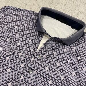 Greyson Navy and White Patterned Polo Shirt
